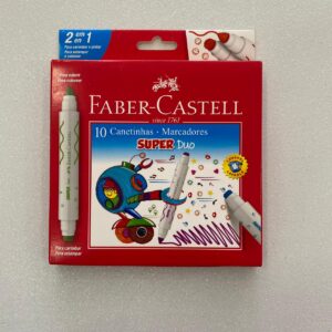 Canetinha Hidrográfica com Carimbo, Faber-Castell, Super Duo, 10 Cores